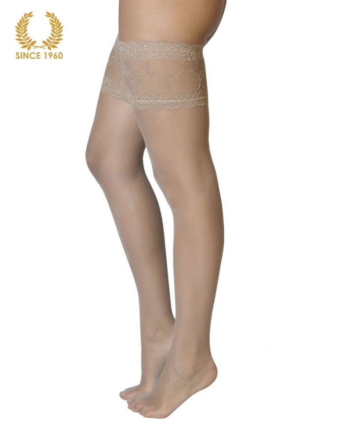 Calzitaly Bridal Lace Top Hold Ups -15 Den Natural Side  Bridal Tights 2017 | Pantyhose Library